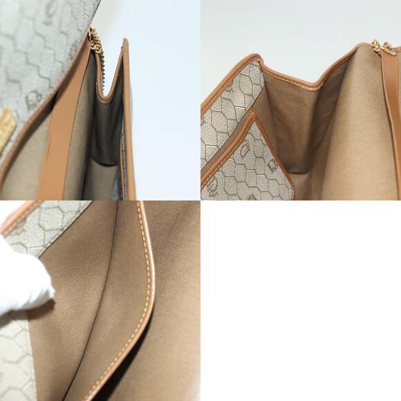 DIOR Honeycomb Canvas Chain Shoulder Bag Pvc Beige Gold - Picture 12 of 12